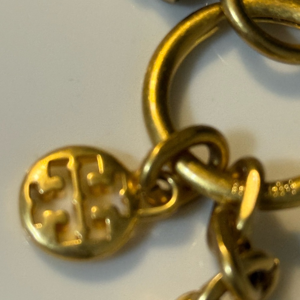 Tory Burch Gold Kira Mosaic Pearl Keychain Fob or Bag Charm - Picture 5 of 6